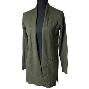 Pink Clover Olive Green Open Front Cardigan